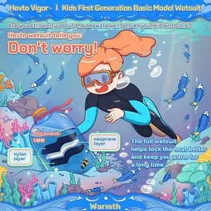 Hevto Wetsuits Kids and Youth 3mm Neoprene Full Suits